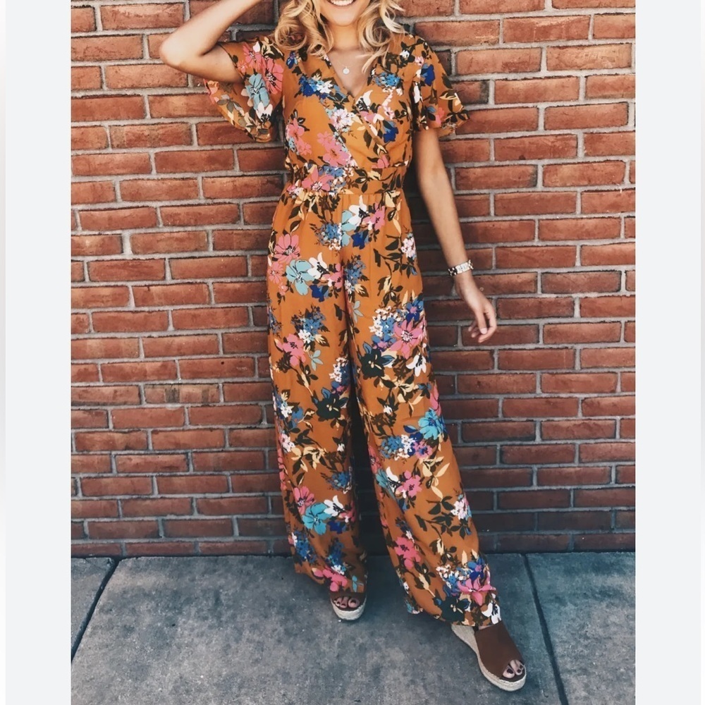 Band Of Gypsies Floral Jumpsuit Sz M Women